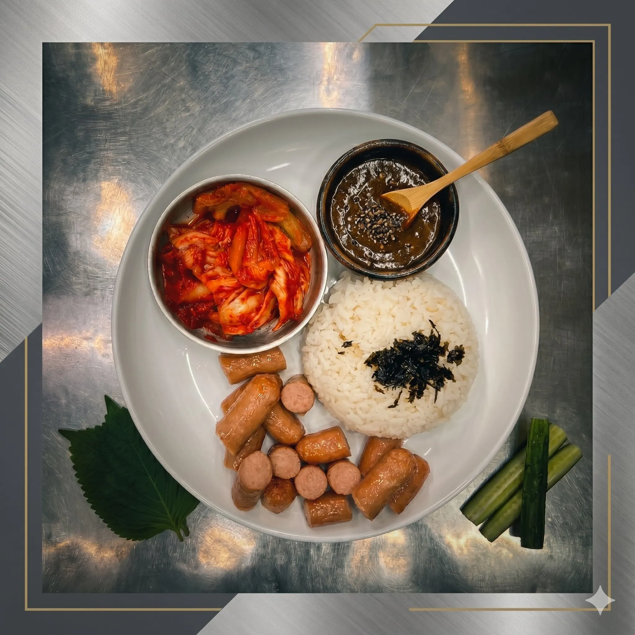 Korean Style Kimchi & Black Pepper Sausage Rice