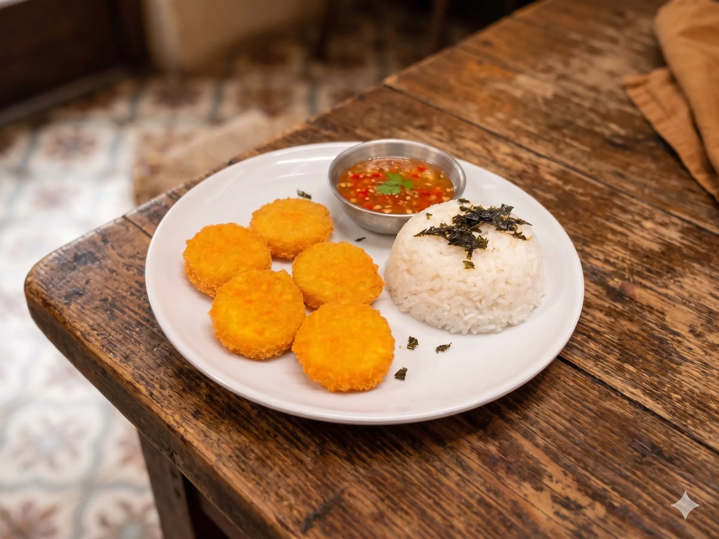 Golden Fried Scallops with Rice