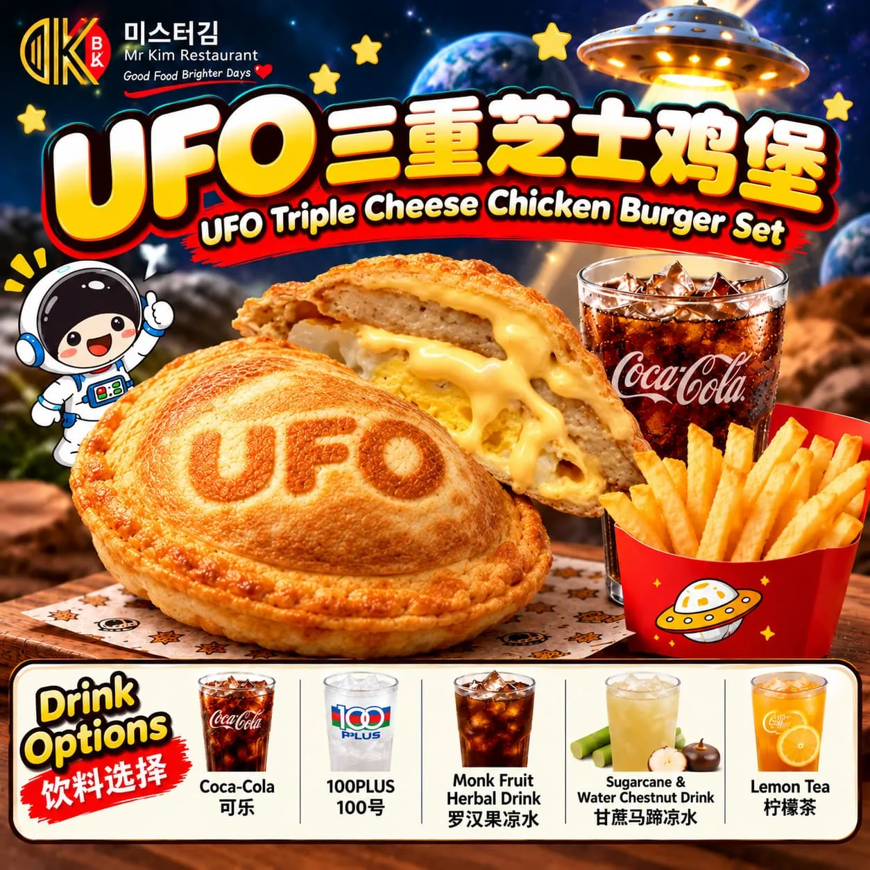 MT12 UFO Triple Cheese Chicken Burger Combo